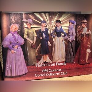 Goebel Fashions on Parade  Book Ceramic Figurines - Purple, Yellow, Blue, Cream